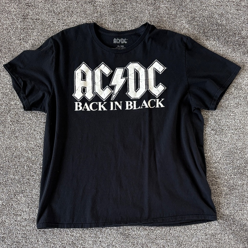 AC/DC Back In Black Logo Tee - Black & White
